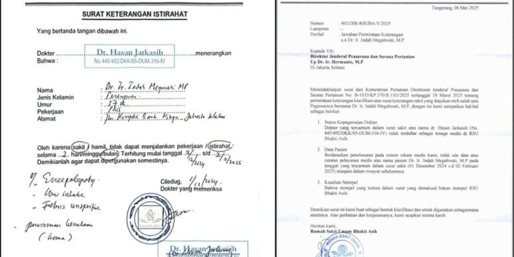 Kementerian Pertanian Beberkan Dokumen Terkait RS Bhakti Asih