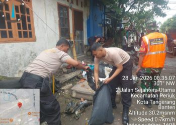 Kolaborasi TNI-Polri dan Masyarakat Cegah Banjir di Tangerang