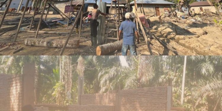 Brimob Polda Sumut dan Warga Bersama-Sama Perbaiki Rumah dan Sumur di Aek Ngadol