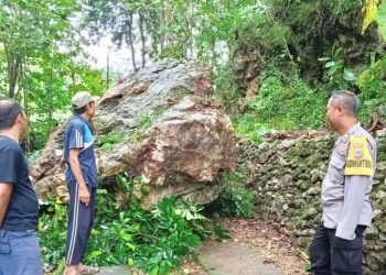 Batu Longsor Tutup Akses Jalan Karangtritis–Pakwungu di Tepus, Warga Diminta Waspada