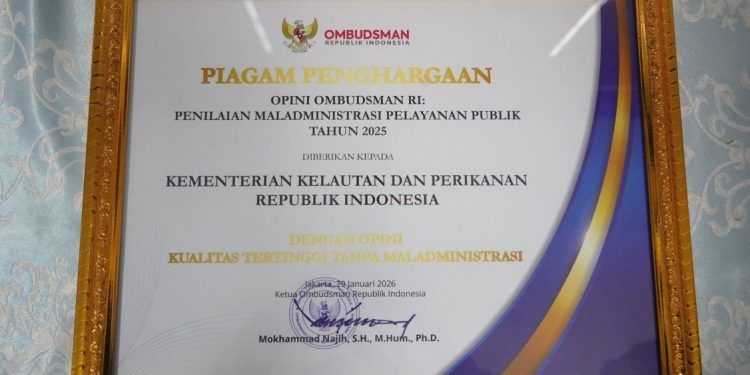 KKP Terima Penghargaan Opini Kualitas Tertinggi dari Ombudsman RI