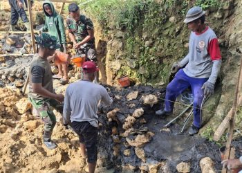 Satgas TMMD di Sumenep Percepat Pembangunan Tembok Penahan Tanah