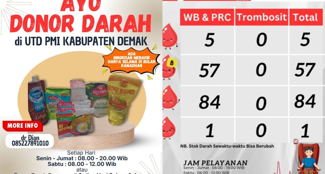 UTD PMI Demak Ajak Warga Donor Darah Selama Ramadan