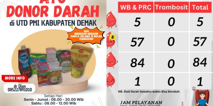 UTD PMI Demak Ajak Warga Donor Darah Selama Ramadan