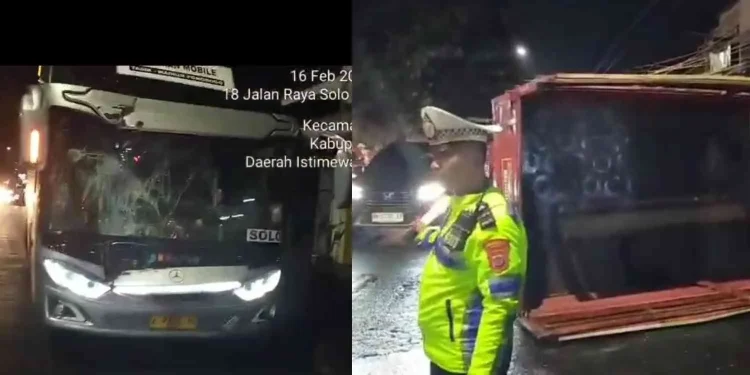 Polisi Ungkap Kronologi Bus Tabrak Truk Putar Balik di Kalasan Sleman, Rugi Rp25 Juta