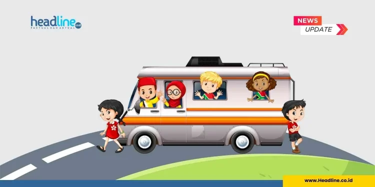 Ilustrasi gambar mudik bareng dengan bus