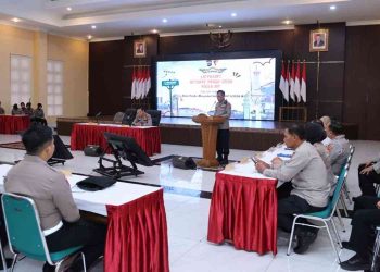 Personel Polda DIY mengikuti kegiatan Latihan Pra Operasi (Latpraops) Ketupat Progo 2026 di Gedung Anton Soedjarwo Polda DIY, Rabu (4/3/2026)