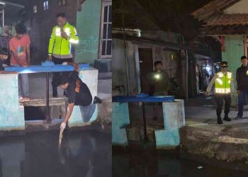 Petugas Polsek Mantrijeron bersama tim Polresta Yogyakarta melakukan olah tempat kejadian perkara (TKP) di lokasi penemuan korban tenggelam di selokan kawasan Gedongkiwo, Mantrijeron, Kota Yogyakarta, Selasa (24/3/2026) malam