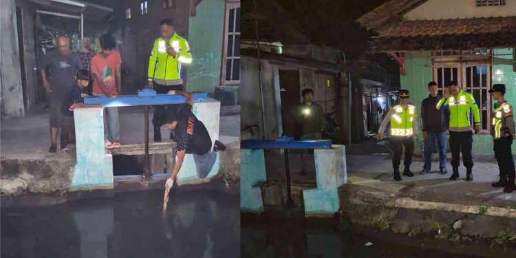Petugas Polsek Mantrijeron bersama tim Polresta Yogyakarta melakukan olah tempat kejadian perkara (TKP) di lokasi penemuan korban tenggelam di selokan kawasan Gedongkiwo, Mantrijeron, Kota Yogyakarta, Selasa (24/3/2026) malam