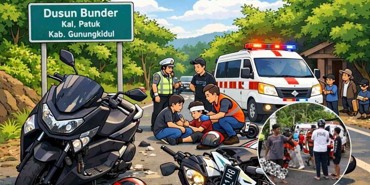 ilustrasi kecelakaan di Bunduer Patik Gunungkidul