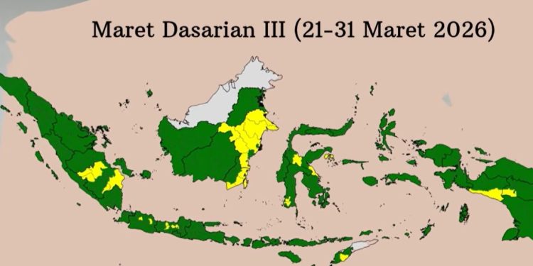 BMKG Prediksi Hujan Menengah di Sebagian Besar Wilayah Indonesia Akhir Maret 2026