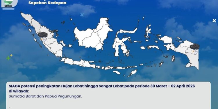 Hujan Lebat Diprediksi Berlanjut di Indonesia Hingga Awal April 2026