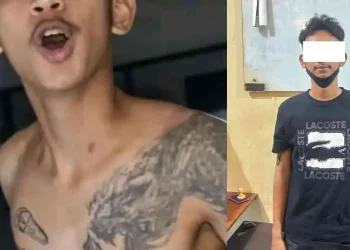 Cuplikan video viral pengendara melawan arus malah marah-marah dan meludahi korban (kiri), (Kanan) setelah diamankan Polisi