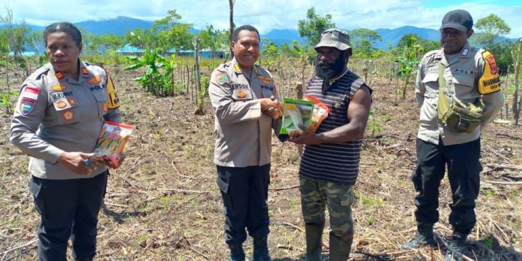 Kombes Pol Andi Yoseph Enock Serahkan Bibit Jagung di Distrik Kobakma