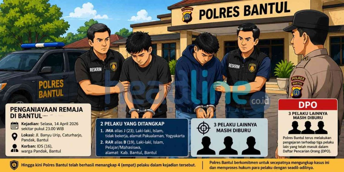Polisi Tangkap Dua Pelaku Penganiayaan Remaja di Bantul, Tiga Lainnya Masih Diburu