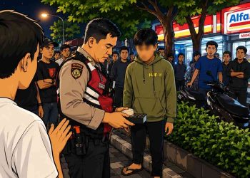 Ilustrasi suasana penanganan keributan oleh polisi di Jalan Margo Utomo, Kota Yogyakarta