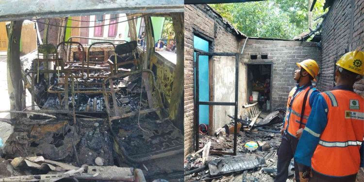 Petugas melakukan pengecekan lokasi kebakaran usai sebuah mobil Daihatsu Zebra terbakar di garasi rumah warga Gluntung Lor, Caturharjo, Pandak, Bantul, Rabu (27/5/2026). Kebakaran diduga dipicu percikan api saat proses starter kendaraan setelah pengisian daya aki. Tidak ada korban jiwa dalam kejadian tersebut, namun kerugian ditaksir mencapai Rp18,8 juta.