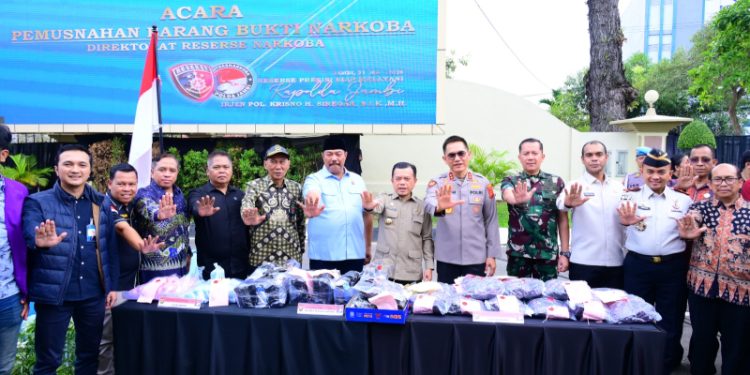 Polda Jambi Musnahkan Barang Bukti Narkotika dalam Jumlah Besar