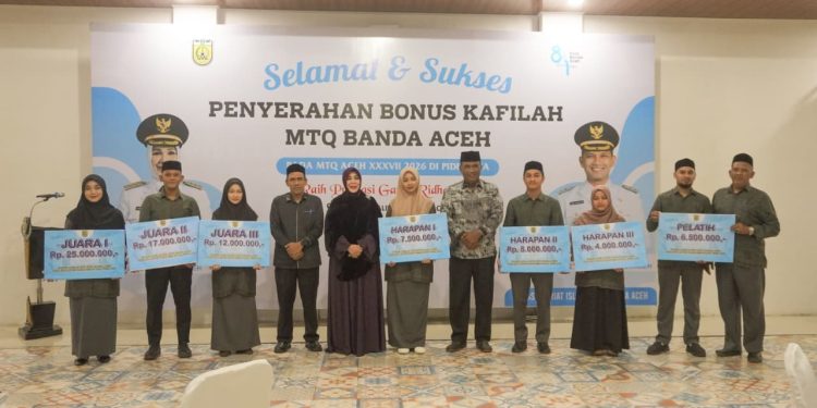 Pemko Banda Aceh Berikan Bonus kepada Kafilah MTQ Berprestasi