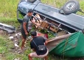L300 Masuk Tebing dan Terjun ke Sawah di Kalibawang Kulon Progo, Sopir Selamat