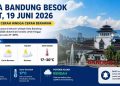 Cuaca Bandung besok Jumat, 19 Juni 2026 diperkirakan didominasi kondisi cerah hingga cerah berawan di seluruh wilayah Kota Bandung. BMKG memprediksi suhu udara berkisar 17–30 derajat Celsius dengan potensi hujan yang relatif rendah, sehingga mendukung aktivitas masyarakat di berbagai kecamatan.