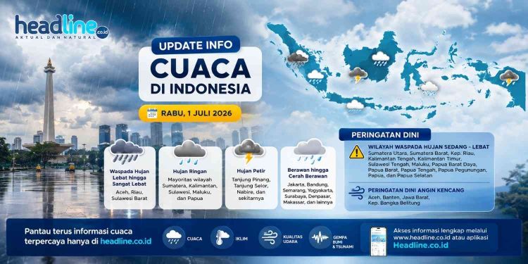 Cuaca Besok Hujan atau Panas Ini Prakiraan BMKG untuk Rabu, 1 Juli 2026