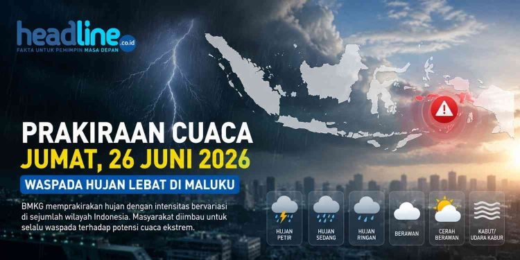 Cuaca Besok Jumat 26 Juni 2026 BMKG Peringatkan Hujan Lebat hingga Sangat Lebat di Maluku
