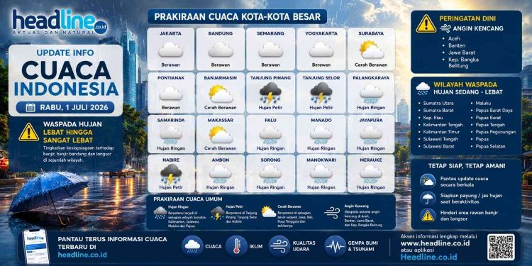 Cuaca Hari Ini Hujan atau Panas Cek Prakiraan BMKG untuk Rabu, 1 Juli 2026