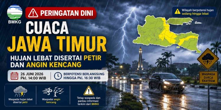 Daftar Lengkap Wilayah Jawa Timur yang Berpotensi Diguyur Hujan Lebat Menurut Update Terbaru BMKG