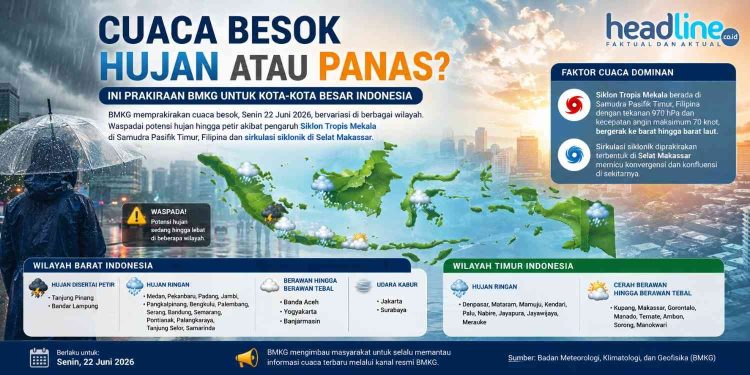 Daftar Lengkap Wilayah yang Berpotensi Hujan dan Petir Besok Senin 22 Juni 2026