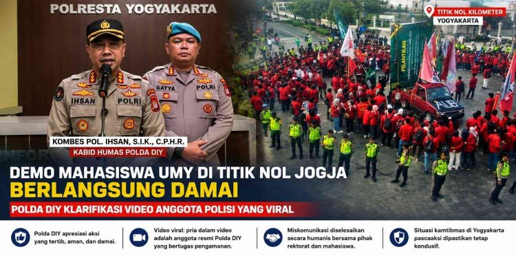 Demo Mahasiswa UMY di Titik Nol Yogyakarta berlangsung damai, Polda DIY klarifikasi video anggota polisi yang viral saat aksi