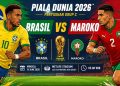 Grafik ilustrasi pertandingan penyisihan Grup C Piala Dunia 2026 antara Brasil melawan Maroko