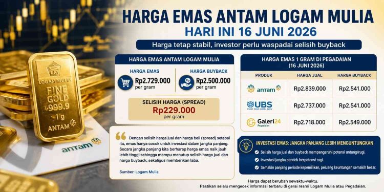 Harga Emas Antam Logam Mulia Hari Ini 16 Juni 2026