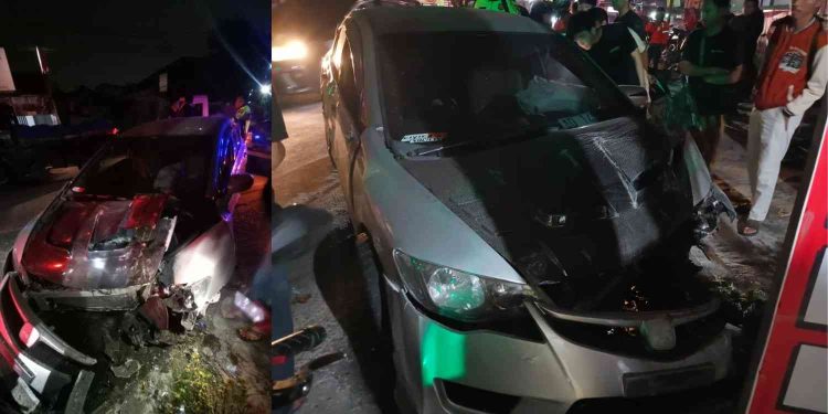 Honda Civic Oleng di Banguntapan Bantul, Tabrak Isuzu Elf dan Tiang Baleho, Kerugian Capai Rp15 Juta