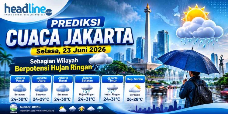 Hujan atau Cerah Ini Prediksi Cuaca Jakarta Selasa 23 Juni 2026 Menurut BMKG