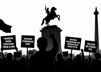 Ilustrasi gambar demo di Patung Kuda