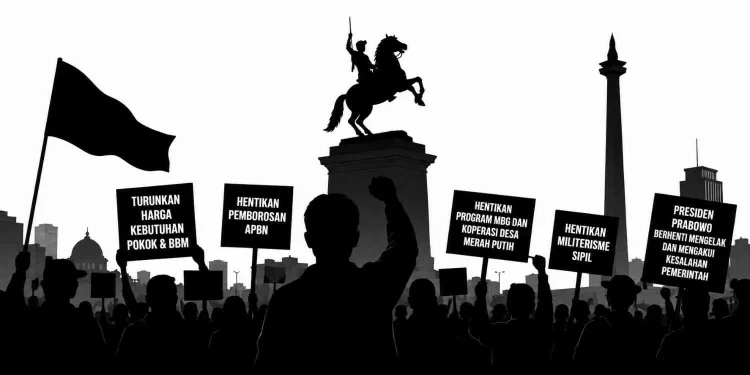 Ilustrasi gambar demo di Patung Kuda