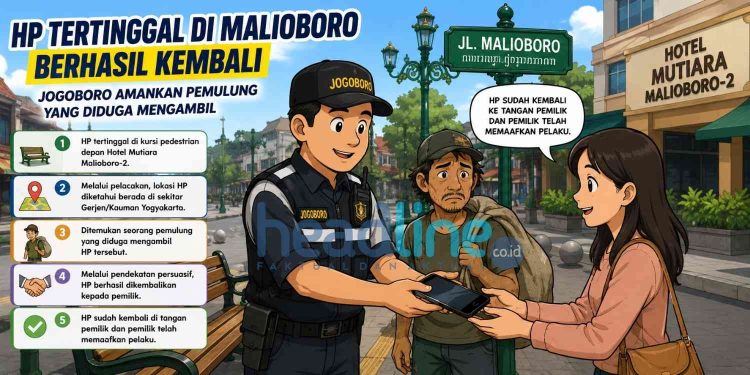 Ilustrasi gambar hp ilang di Malioboro
