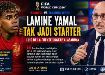 Pelatih Timnas Spanyol Luis de la Fuente memastikan Lamine Yamal dalam kondisi prima jelang laga pembuka Grup H Piala Dunia 2026 melawan Tanjung Verde. Meski demikian, bintang muda La Furia Roja itu diprediksi tidak masuk dalam susunan pemain inti dan berpeluang dimainkan sesuai kebutuhan pertandingan di Atlanta Stadium, Senin (15/6/2026) malam WIB.