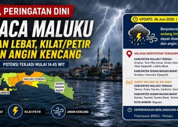 Peringatan Dini Cuaca Maluku Hari Ini, BMKG Prediksi Hujan Lebat Disertai Petir hingga Sore