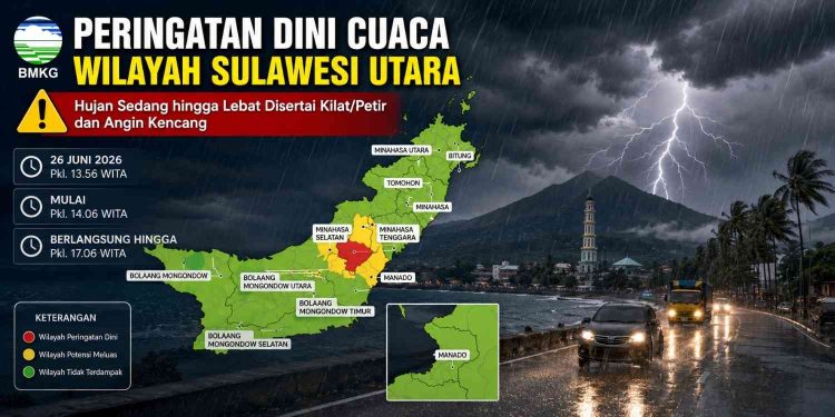 Peringatan Dini Cuaca Sulawesi Utara Hari Ini BMKG Prediksi Hujan Lebat Disertai Petir hingga Sore