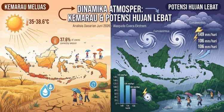 Prakiraan Cuaca BMKG Potensi Hujan Lebat dan Angin Kencang Ancam Indonesia di Akhir Juni 2026