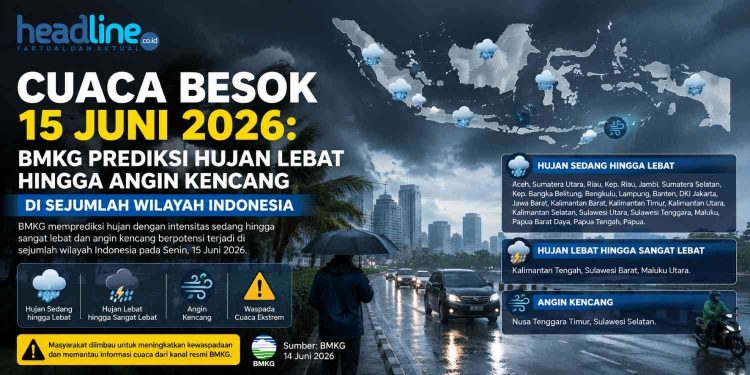Prediksi Cuaca Besok 15 Juni 2026 di seluruh wilayah indonesia