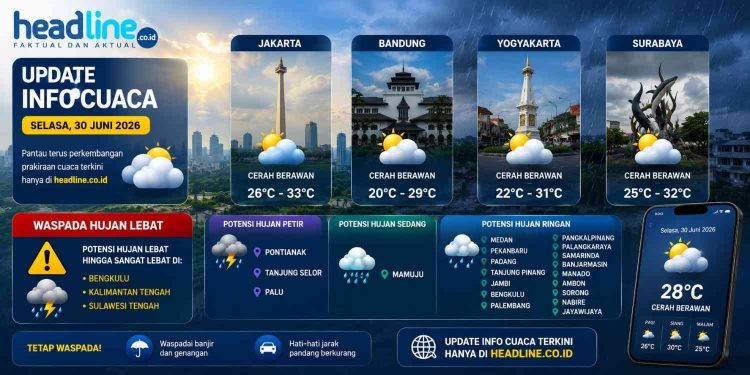 Prediksi Cuaca Hari Ini Sebelum Beraktivitas, Cek Prakiraan Jakarta, Jogja, Bandung, Surabaya, dan Semarang