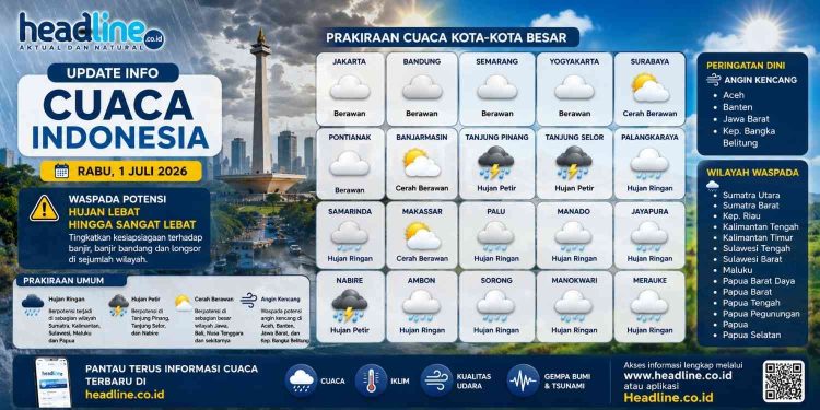 Sebelum Berangkat Kerja, Cek Dulu Prakiraan Cuaca Besok di Kota Besar Indonesia Versi BMKG