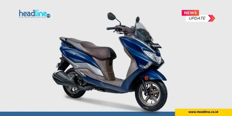 Suzuki Burgman Street 125EX warna biru, motor matic premium 125 cc yang nyaman untuk aktivitas harian dengan teknologi SEP-α dan desain ergonomis
