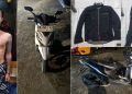 tersangka HS (36) beserta barang bukti hasil pengungkapan kasus pencurian sepeda motor di Bantul. Pelaku diduga membawa kabur motor milik karyawan minimarket dengan modus berpura-pura meminta bantuan orang lain untuk menyetut kendaraan yang disebut mogok. Polisi turut mengamankan sepeda motor Honda Beat, pakaian yang dikenakan saat beraksi, serta barang bukti lainnya untuk proses penyidikan lebih lanjut.