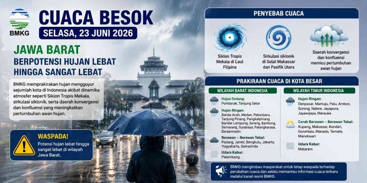 Waspada Sebelum Beraktivitas! BMKG Prediksi Hujan di Banyak Wilayah pada Selasa 23 Juni 2026
