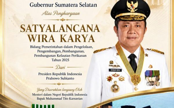 Penghargaan Satyalancana Wira Karya Diberikan kepada Herman Deru oleh Presiden RI