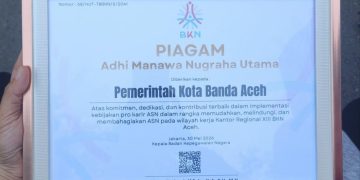 Pemko Banda Aceh Terima Penghargaan Adhi Manawa Nugraha Utama dari BKN